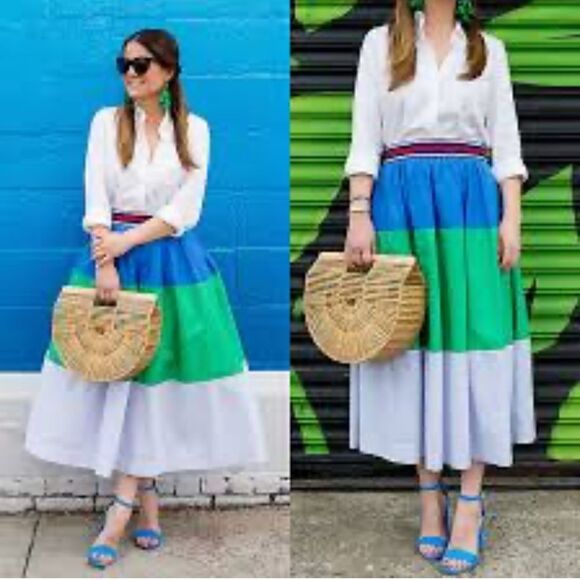 Maeve colorblocked poplin skirt - Picture 2 of 7